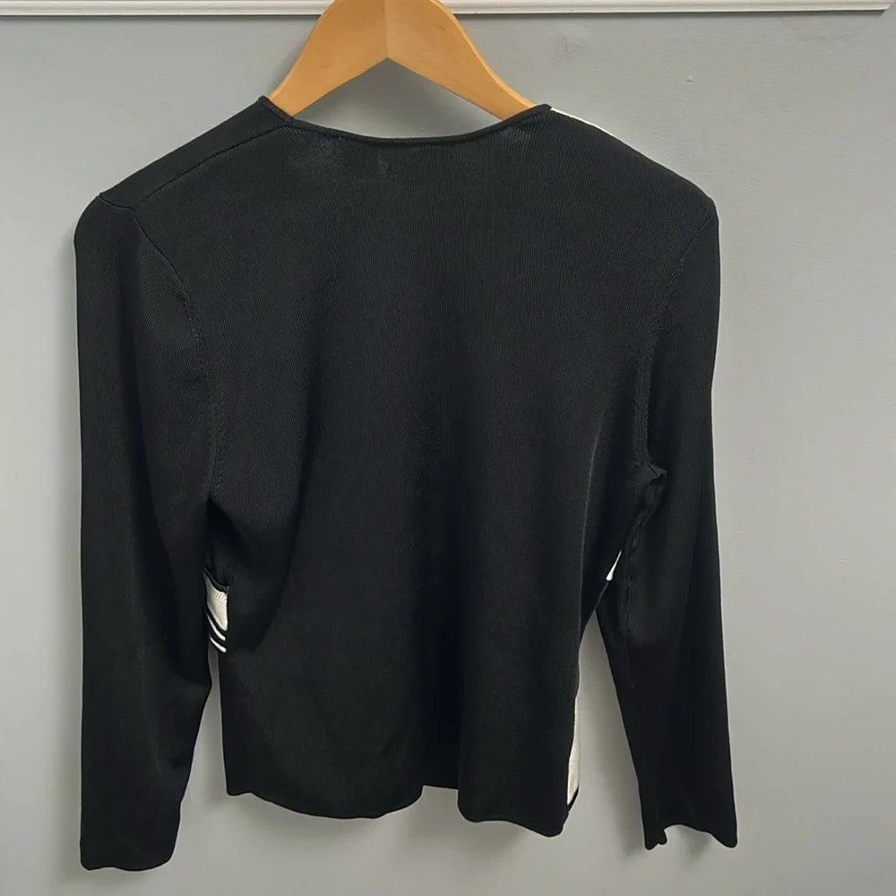 NWT Prima Bella Black and White Long Sleeve Blouse - Picture 4 of 8